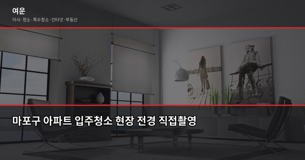 마포 입주청소 비용, 원룸부터 쓰리룸까지 평수별 정리 - 마포구 아파트 입주청소 현장 전경 직접촬영