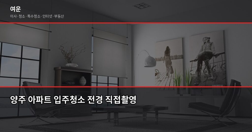 양주 입주청소 비용, 평수별로 얼마나 나올까요 - 양주 아파트 입주청소 전경 직접촬영