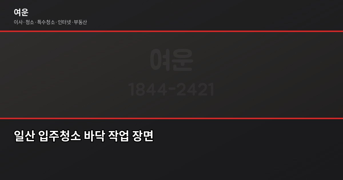 일산 입주청소 비용, 동네 특성 알면 견적이 달라집니다 4