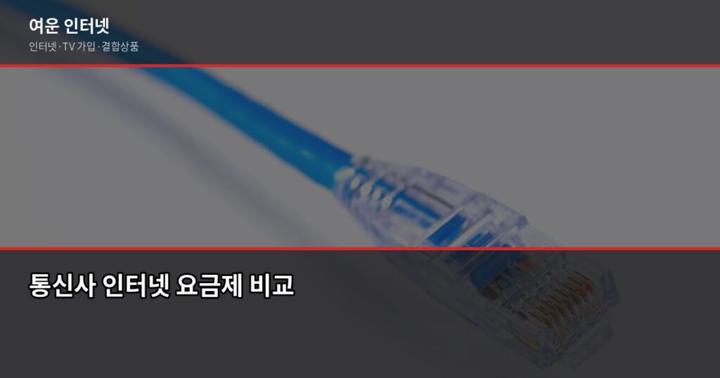 인터넷 요금제 선택 기준, 같은 통신사인데 왜 금액이 달라질까 - 통신사 인터넷 요금제 비교