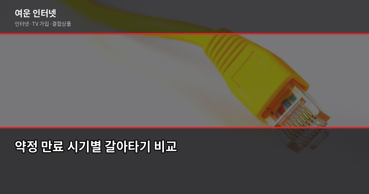 오피스텔 인터넷 설치, 약정 갈아타기 최적 타이밍과 절약법 3