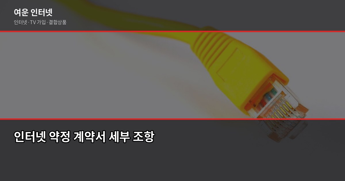 인터넷 가입 후 가장 후회한 한 가지, 약정 전 꼭 확인하세요 3