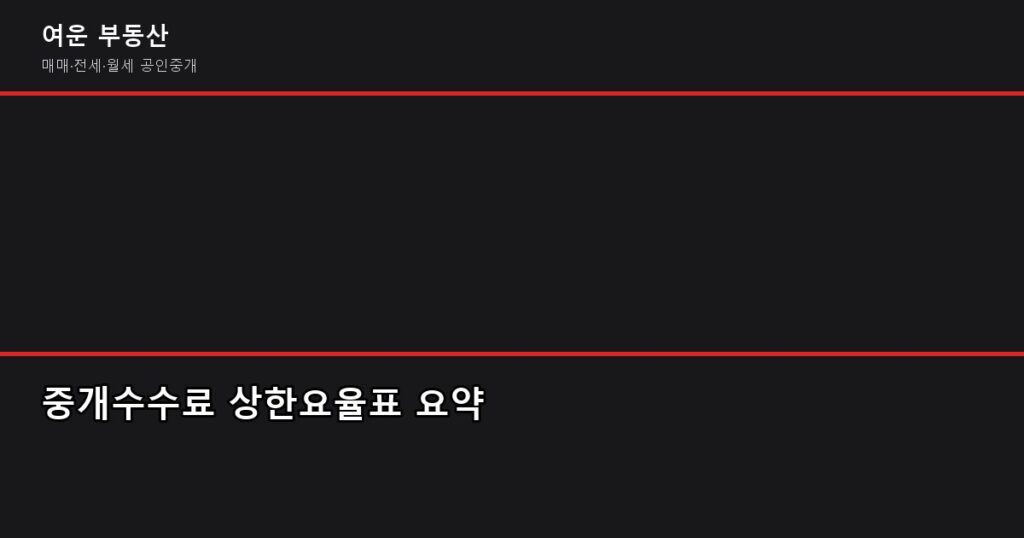 부동산 중개수수료 계산 방법, 협의 가능 여부와 절약 팁 (ft. 2026년 기준) - 중개수수료 상한요율표 요약