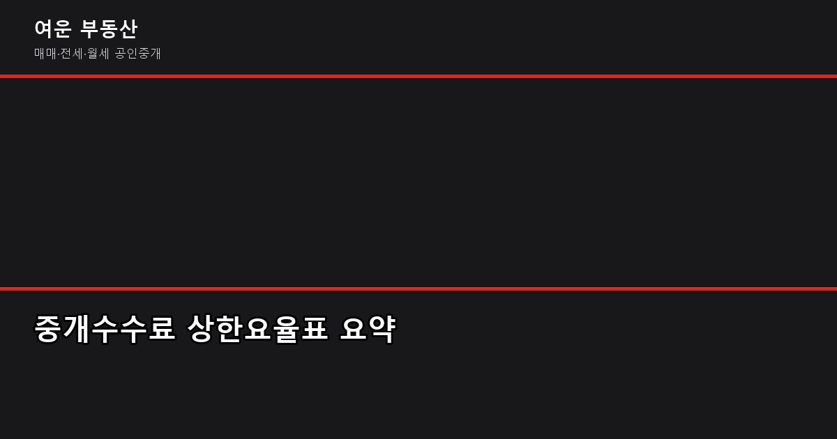 부동산 중개수수료 계산 방법, 협의 가능 여부와 절약 팁 (ft. 2026년 기준) 1