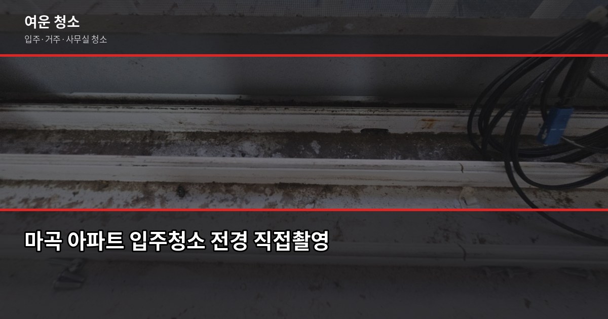 마곡 입주청소 비용, 원룸부터 쓰리룸까지 유형별 정리 1