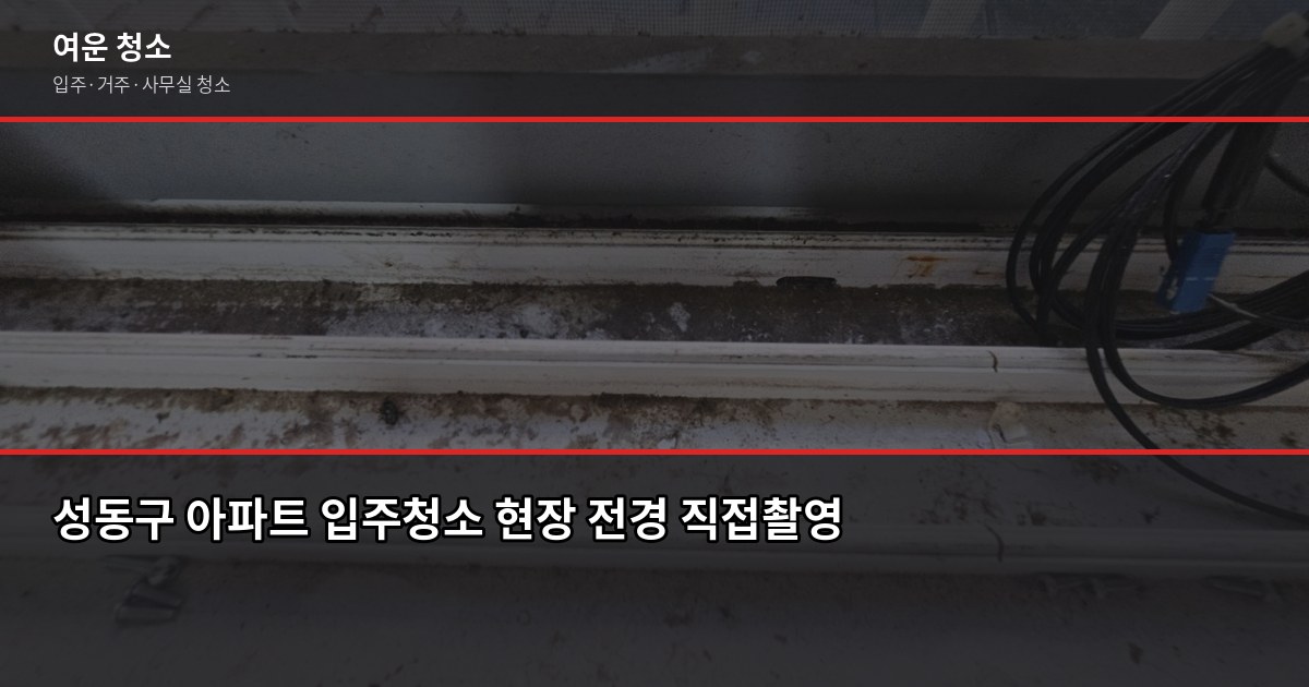 성동구 입주청소 비용, 평수별로 얼마나 나올까 1