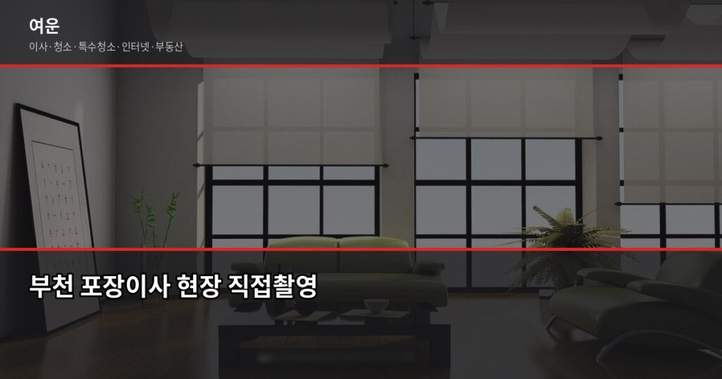부천 포장이사 비용, 평수별 견적과 절약 포인트 - 부천 포장이사 현장 직접촬영