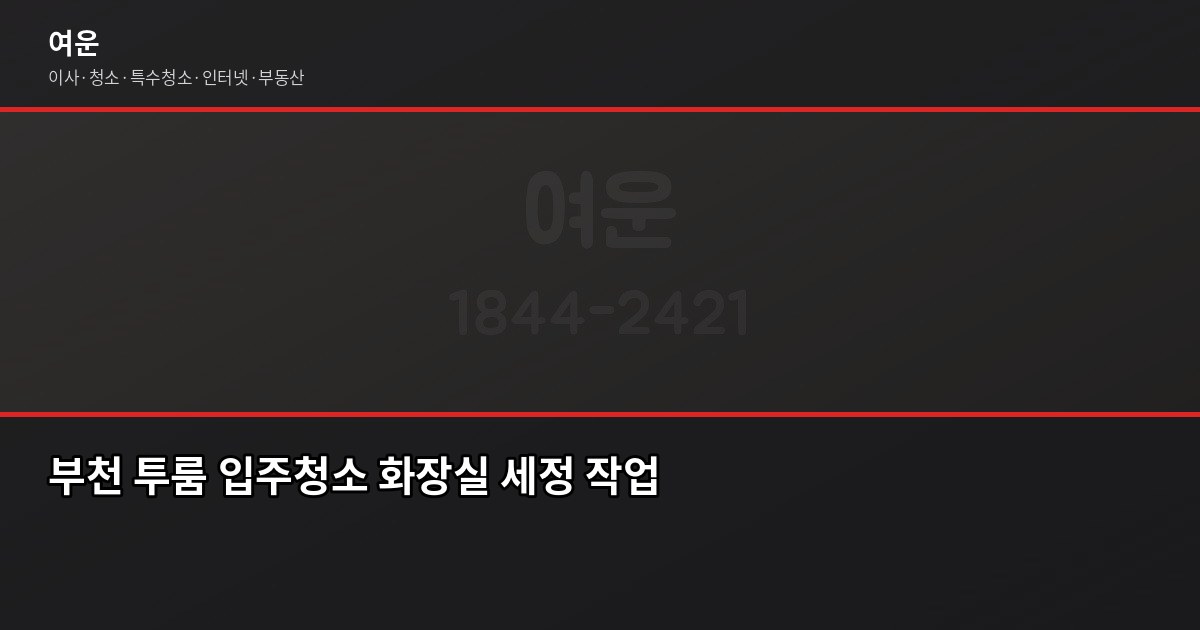 부천 입주청소 비용, 업체 고를 때 놓치면 아쉬운 것들 2