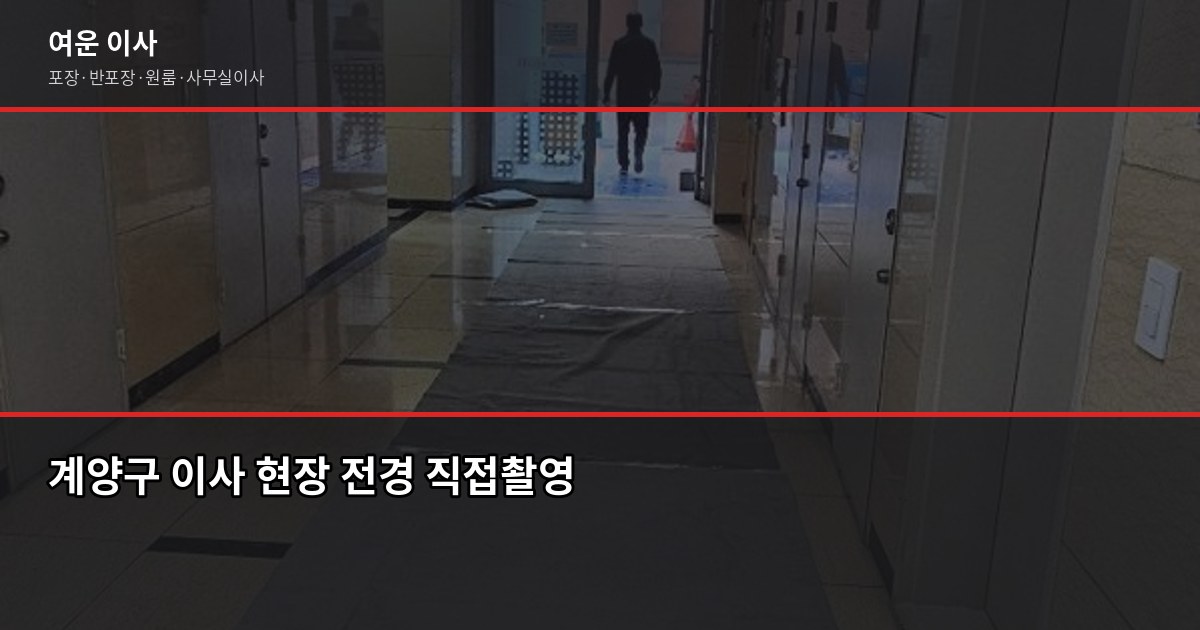 인천 계양구 이사 추천, 포장·반포장·일반 중 뭐가 맞을까 1