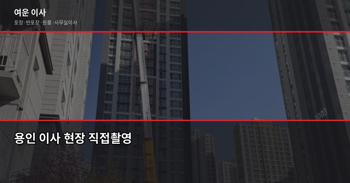 용인이사업체, 포장·반포장·일반이사 비용과 업체 고르는 법 1