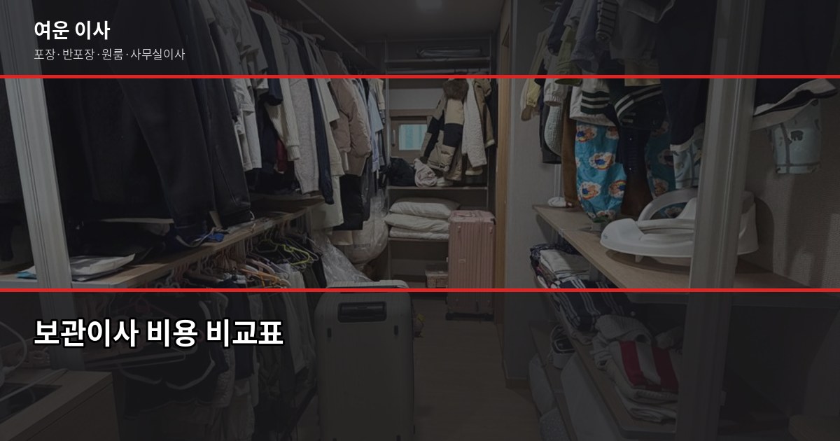 통인보관이사 비용과 절차, 이사 날짜가 안 맞을 때 이렇게 합니다 2