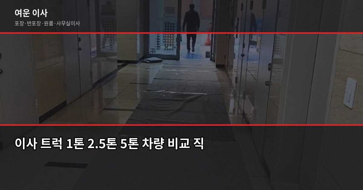 서울 포장이사 비용, 1톤부터 5톤까지 평수별 견적 기준 3
