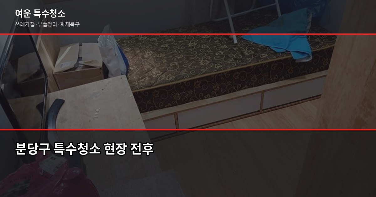 분당구 특수청소 추천, 쓰레기집·고독사·화재복구 업체 고르는 법 1