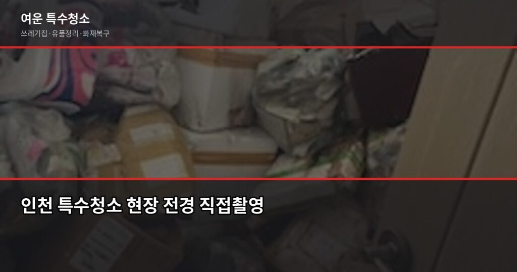 인천 특수청소 비용, 유형별 최소 금액과 견적 전 확인사항 - 인천 특수청소 현장 전경 직접촬영