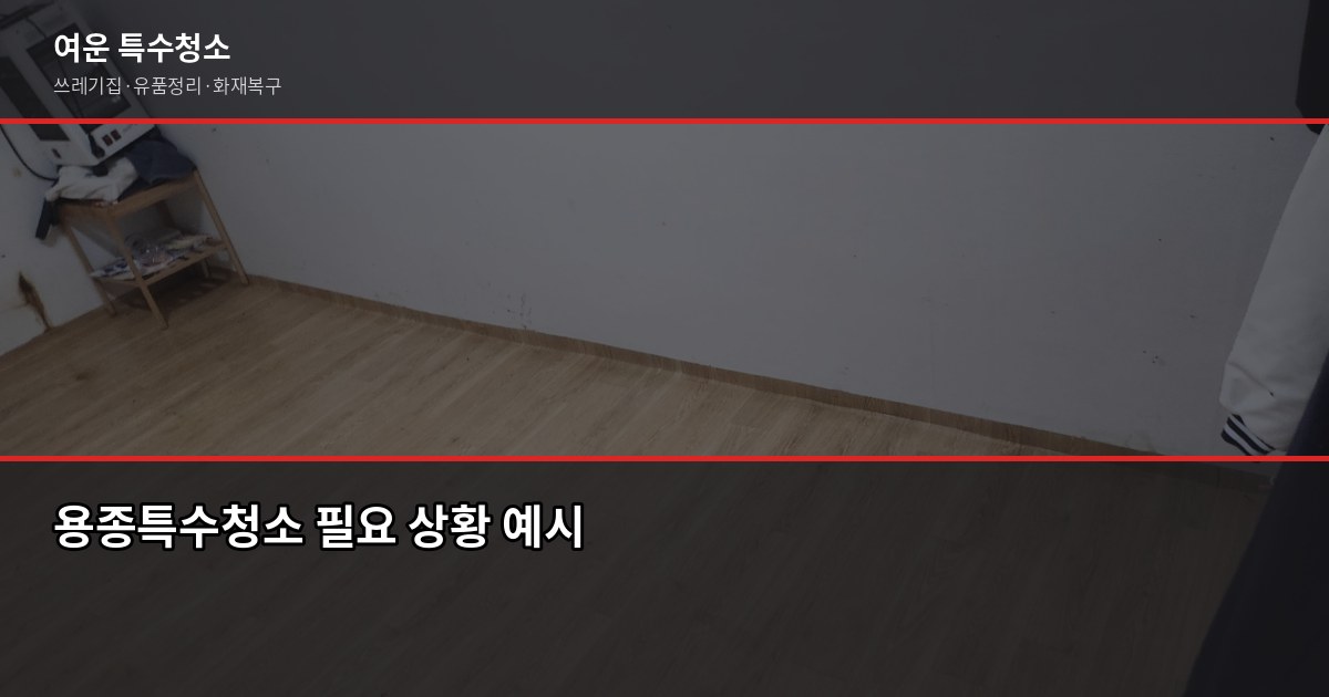 용산구 용종특수청소, 현장에서 본 실제 진행 과정과 비용 2