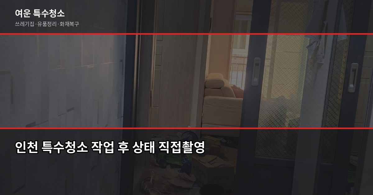 인천 특수청소 추천, 쓰레기집·고독사·유품정리 업체 고르는 기준 4
