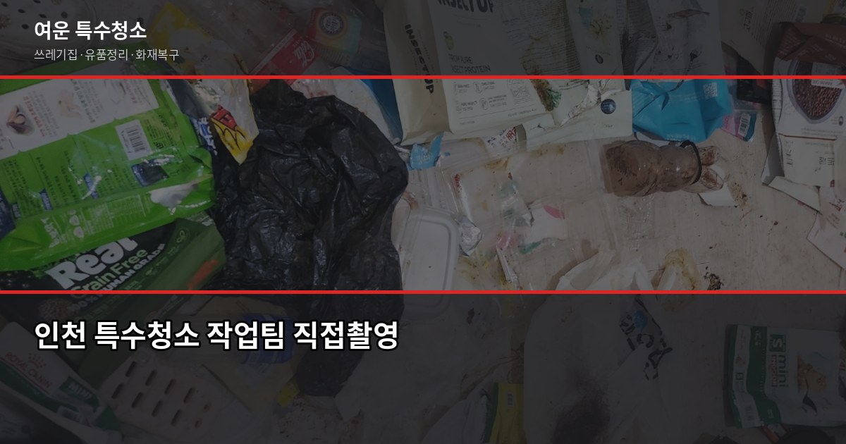 인천 특수청소 추천, 쓰레기집·고독사·유품정리 업체 고르는 기준 6
