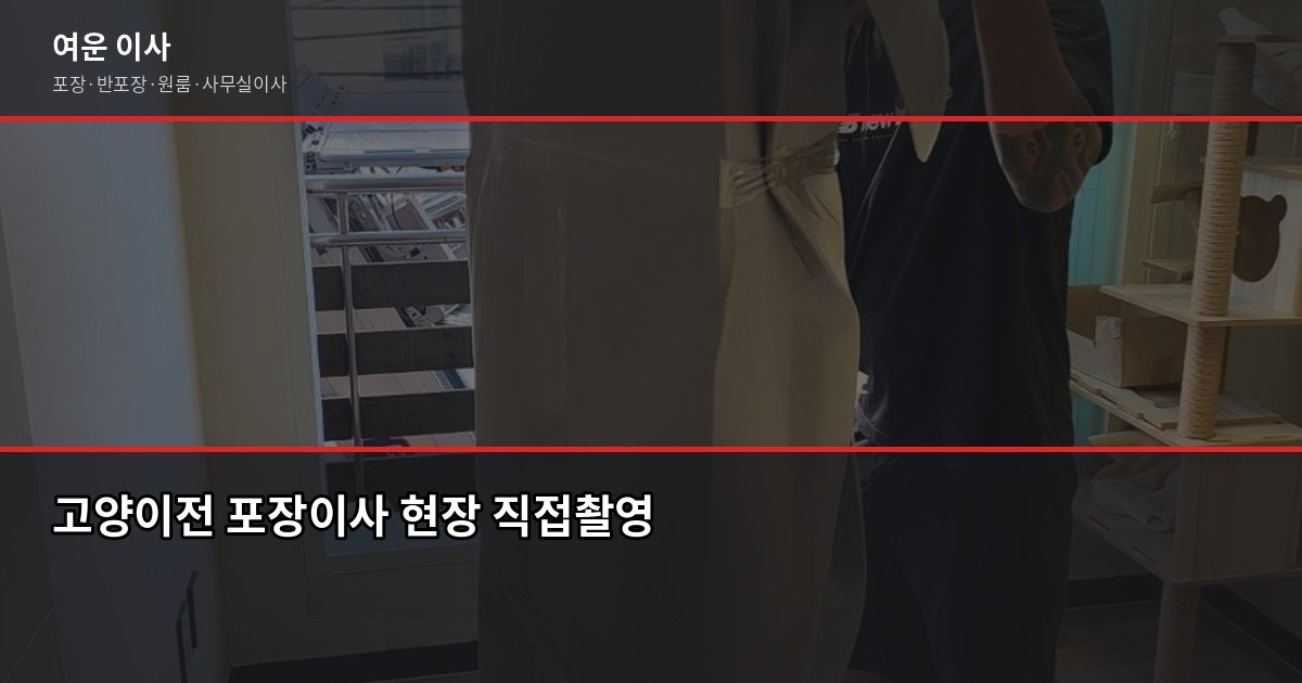고양이전 비용, 지역별 평수·톤수별 실제 견적 정리 1