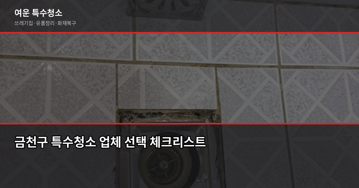 금천구 특수청소 전화번호, 업체 부르기 전에 확인할 것들 5